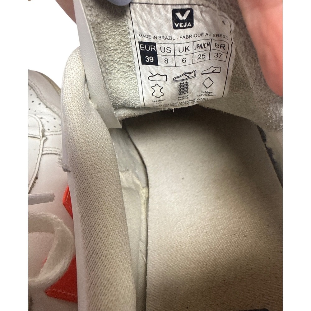 Veja V-10 Sneakers Women Size 8 White Orange Blue Minimalist Casual Sustainable - Picture 7 of 9